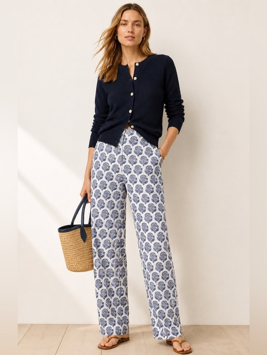 J. Crew Pants - J.Crew | Straight-Leg Essential Pant in Bouquet Block Print Chelsea Linen 6T